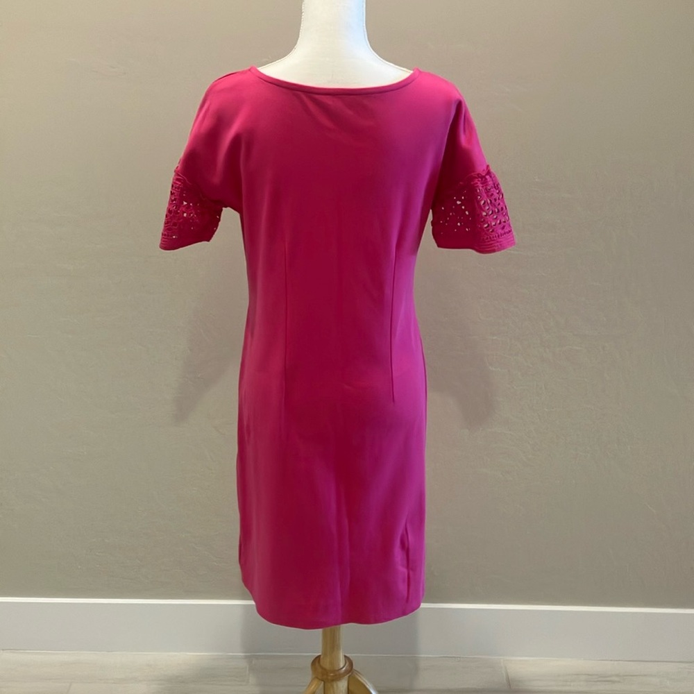 Talbots Pink Ruffled Sheath Dress with Puff Sleeves - Picture 4 of 7
